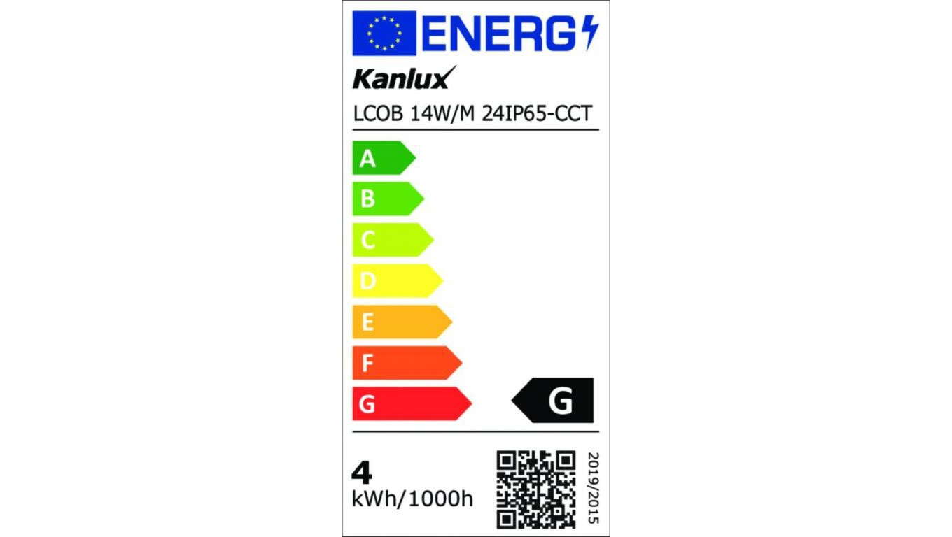 Taśma LED 24V LCOB 14W/M 24IP65-CCT 1260lm/m 2700-6500K IP65 Ra90 rolka 5mb 3 lata Gwarancji 38438