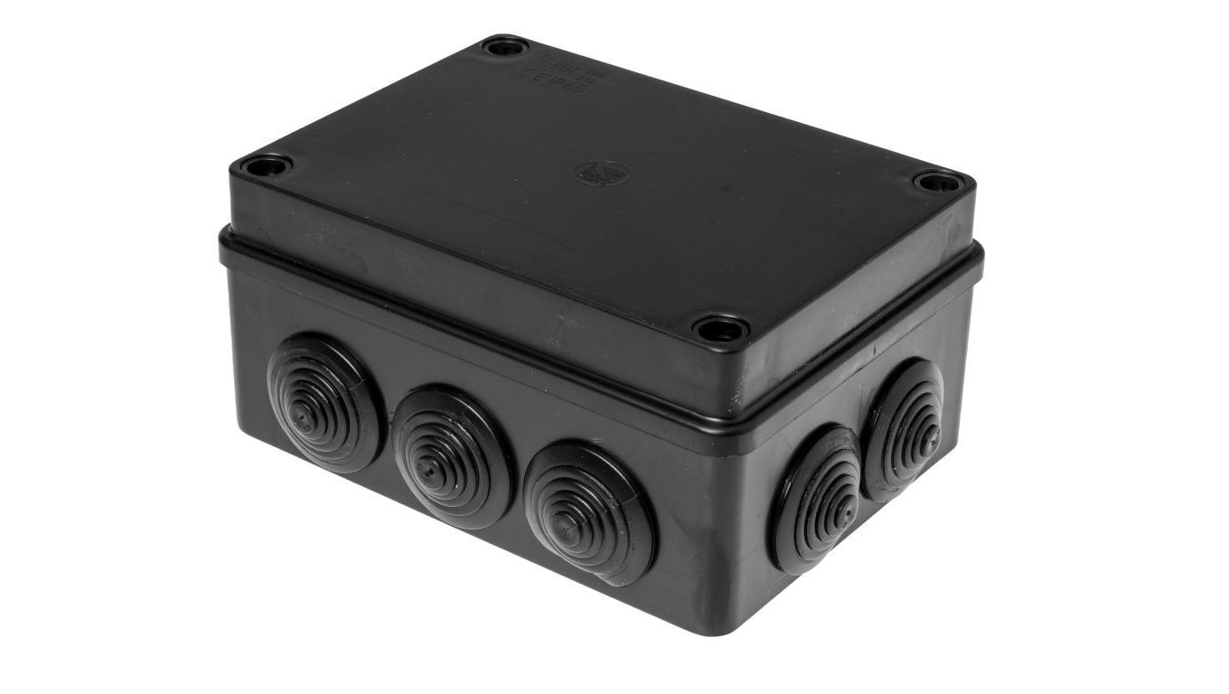 Puszka hermetyczna S-BOX 150x110x70, 6 dławików, odporna na UV, czarna, IP65 /S-BOX 306C/