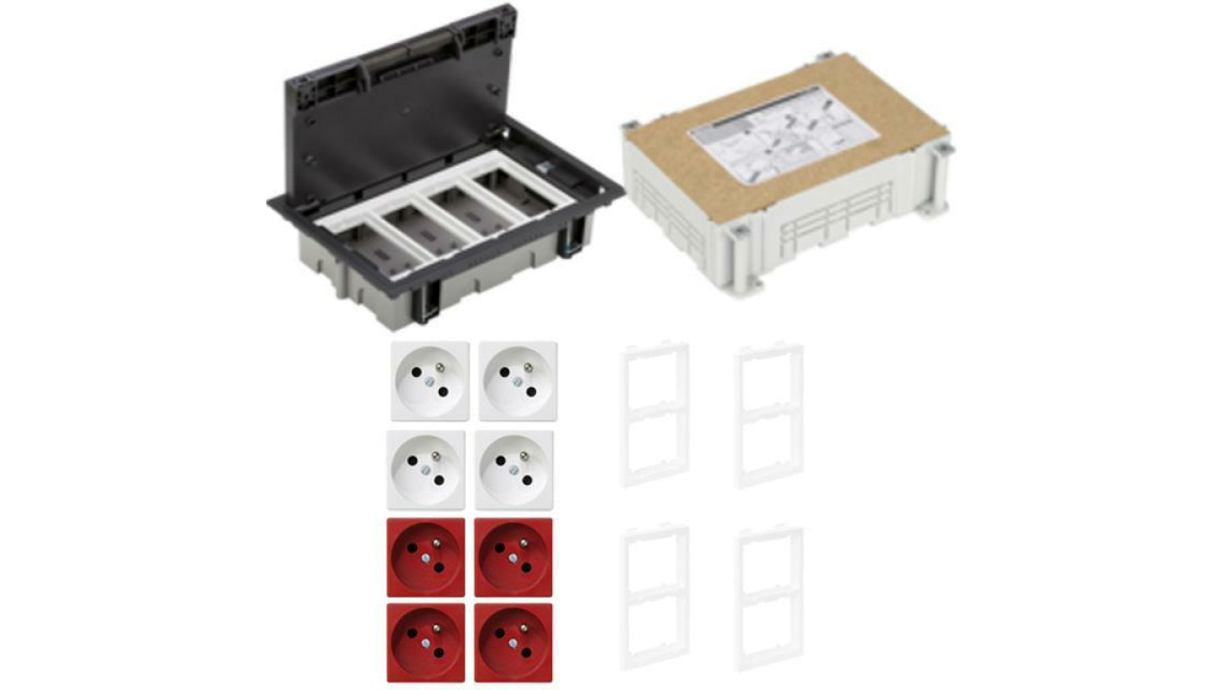 KONTAKT SIMON FLOOR BOX puszka podłogowa 4x gniazdo pojedyncze z/u + 4x gniazdo DATA + kaseta do wylewki