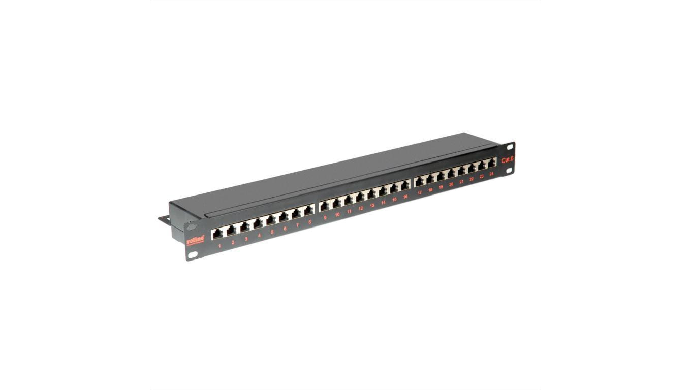 Patch panel ROLINE Cat.6 (Class E) 19, 24P, ekranowany, czarny