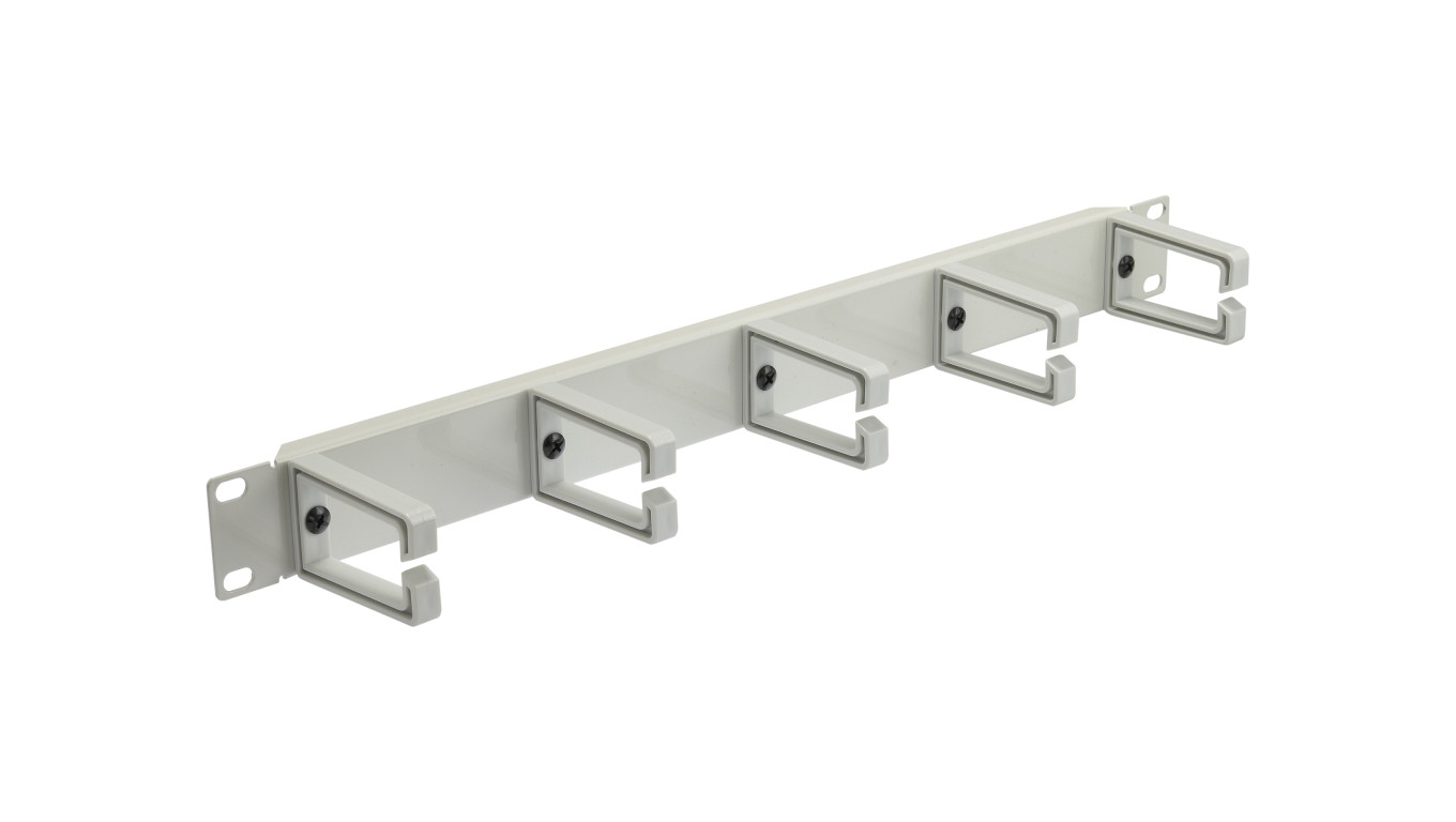 Organizator kabli RACK 19 cali 1U metalowy szary z plastikowymi uchwytami NEKU