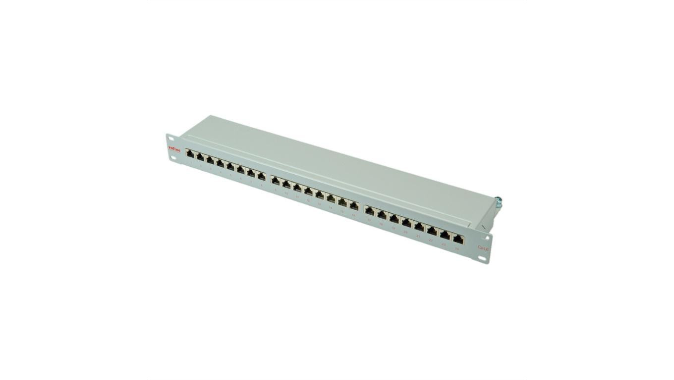 Patch panel ROLINE Cat.6 (Class E) 19, 24 porty, ekranowany, szary