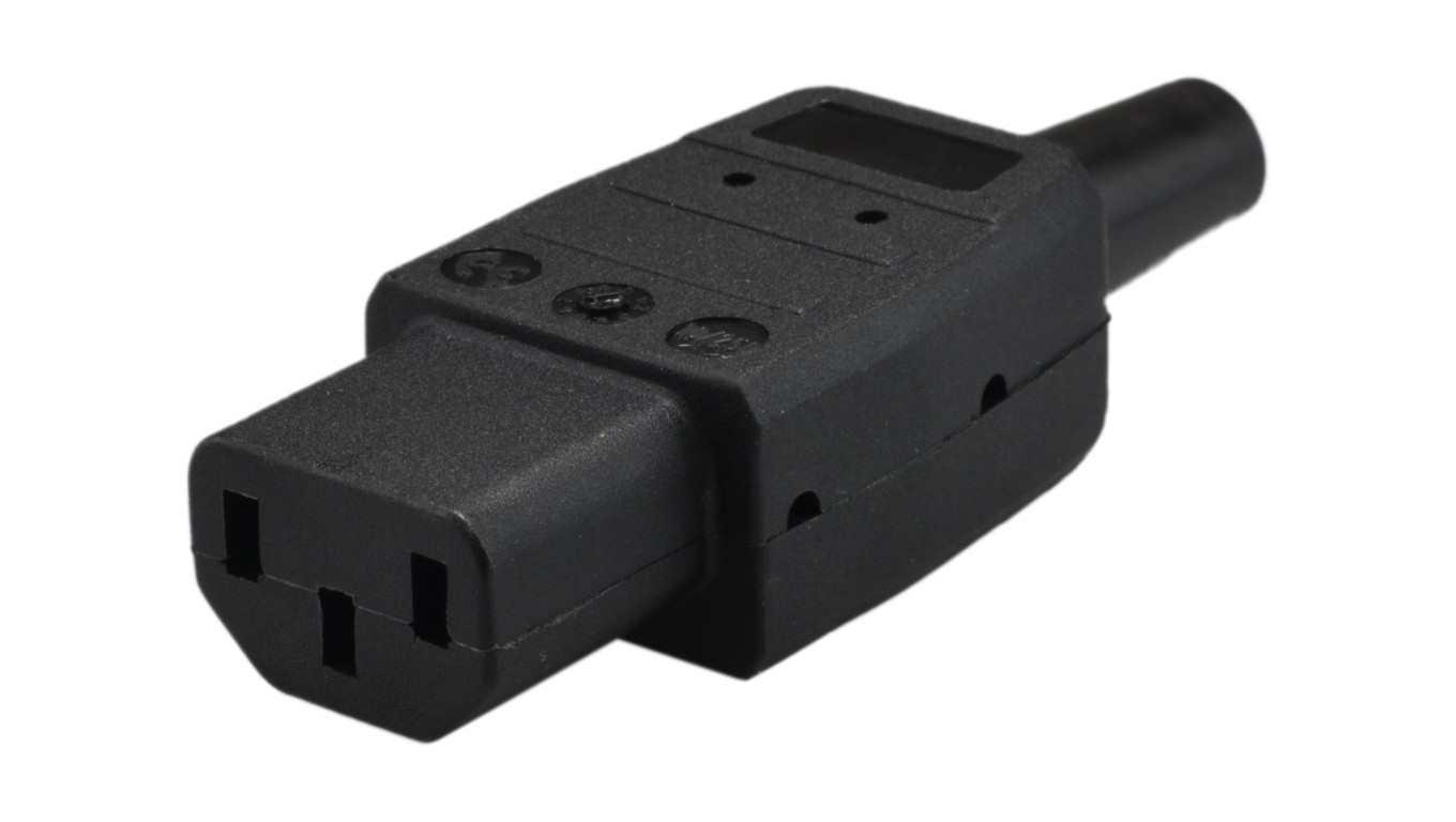 Wtyk zasilający IEC320 C13 złącze komputerowe (żeńskie) 2P+Z 230V 10A HQ na kabel do 8,0mm