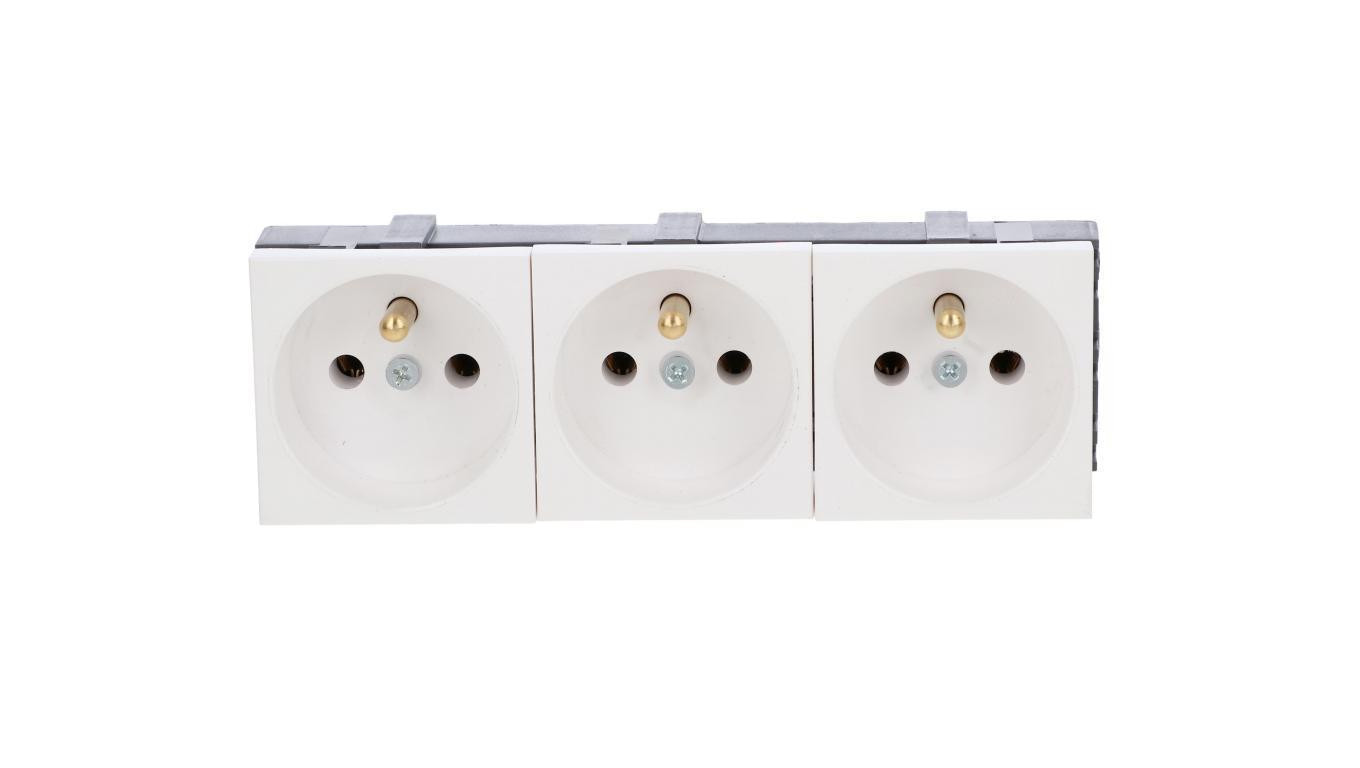 Gniazdo modułowe potrójne bez blokady białe WP45X4578