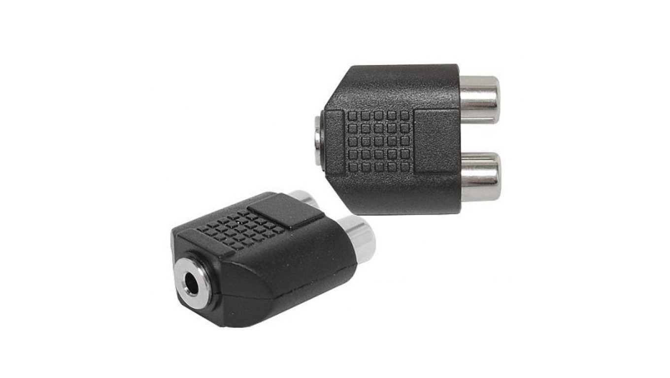 Przejście Adapter Audio AUX mini Jack 3,5mm Stereo (gniazdo) / 2x RCA Cinch (gniazdo) czarny