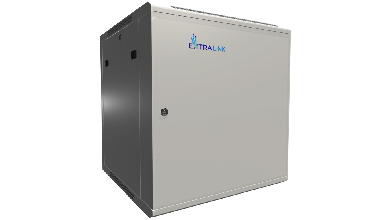 Szafa rack montowana na ścianie, drzwi blaszane pełne Extralink 12U 600x600 ASP Szara