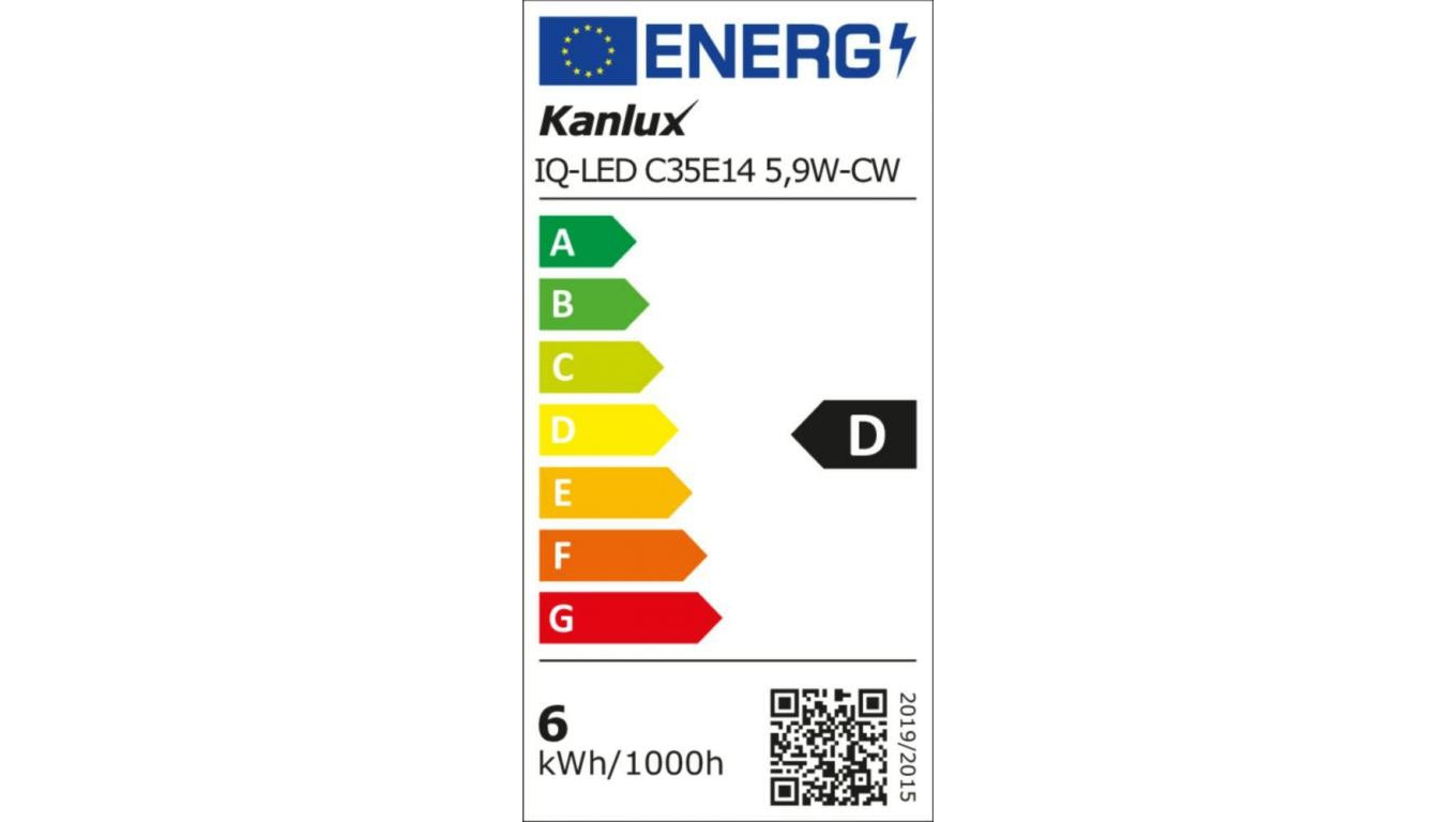 Żarówka LED E14 IQ-LED C35E14 5,9W-CW 806lm 6500K barwa zimna Ra90 3 lata Gwarancji świeczka 36687