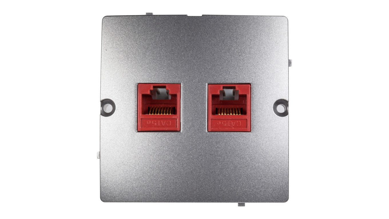 Simon Basic Gniazdo komputerowe podwójne 2xRJ45 kat.5e stal inox BMF52.02/21