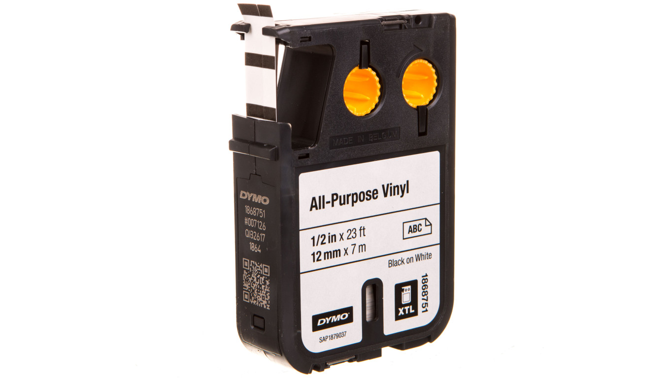 Taśma winylowa trwała do drukarek XTL 12mm x 7m czarna na białym 1868751