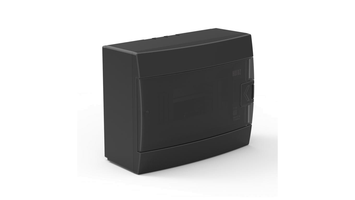 Rozdzielnica natynkowa 8-modułowa 215,5x173,5x104,5mm czarna dymna 600.001.800 HOROZ ELECTRIC